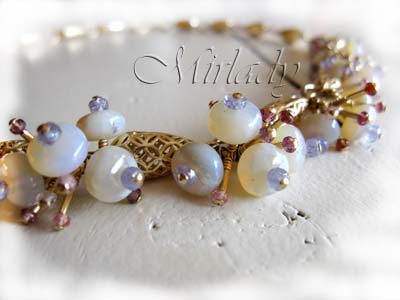 With Love... Necklace from Opals, Tanzanite, Spinel, vermeil and 14, goldfilled findings